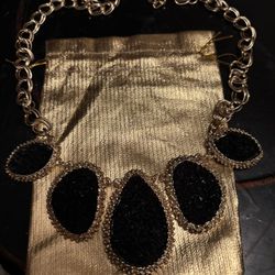 Black Druzy Gold Necklace