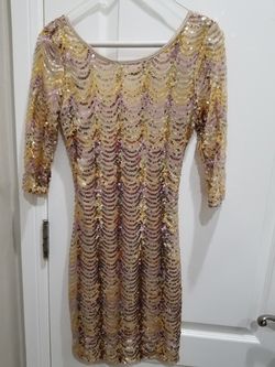 Windsor Gold Sequin Dress, Size Small