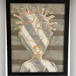 Original Modern Fine Art DAN SAYLES Painting Signed Framed ABSTRACT PORTRAITURE San Diego CA Artist Mixed Medium Abstract Contemporary HILLCREST