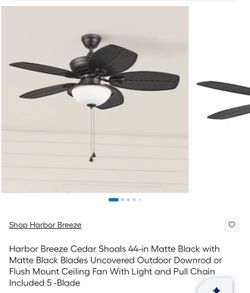 Harbor Breeze Cedar Shoals 44-in Ceiling Fan (Matte Black)