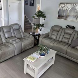 Breckenridge II Sofa and love seat  Light Gray couch reclining seats