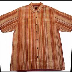 Tommy Bahama 100% Silk M Mens Shirt Medium Button Down Short Sleeve