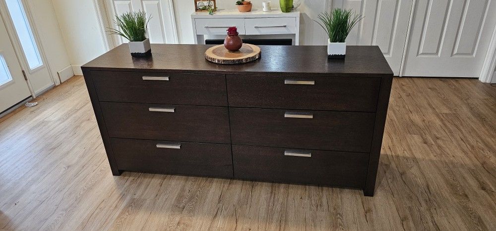 6 Drawer Dresser Espresso Color Solid Wood OBO