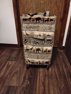 Vintage Jade African Safari Tapestry Folding Travel Bag With Wheels
