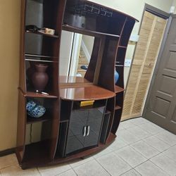 Elegant Antique Wall Unit With Mirror 
