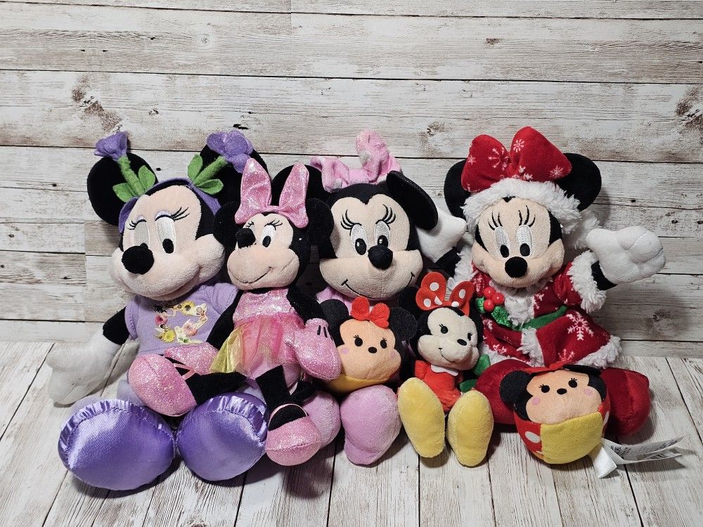 Disney Minnie Mouse Plush Lot Disney Parks Ty Tsum Tsum 7 Stuffed Animal Toys