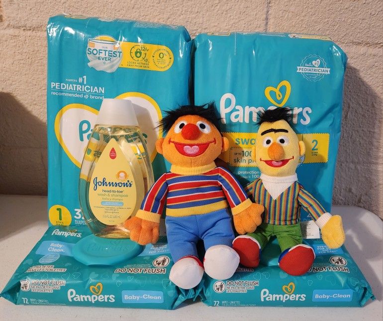 Pampers Baby Diapers Wipes Bundle Size 1 2