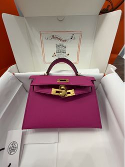 🌸 Hermes mini  Kelly II – Fuchsia Pink 🌸