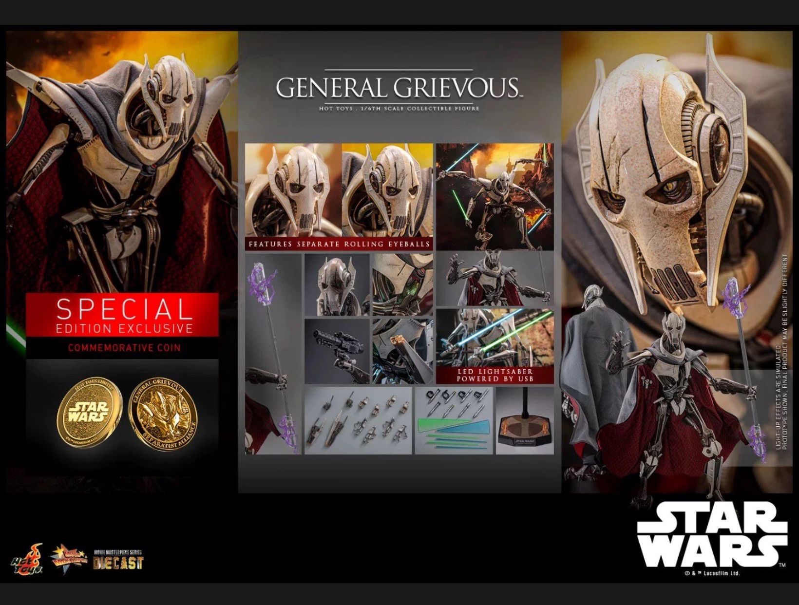 1/6 Hot Toys General Grievous Special Edition DIECAST Figure MMS760D67B