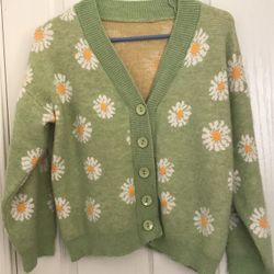 Green Daisy Cardigan