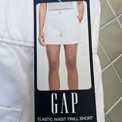 Gap Elastic Waist Twill Shorts White