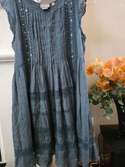 Teal Boho Sleeveless Dress with Lace Detail