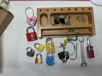 TOUHKAN Montessori Screwdriver Board & Lock Set – 2-in-1 Wooden Skills Toy