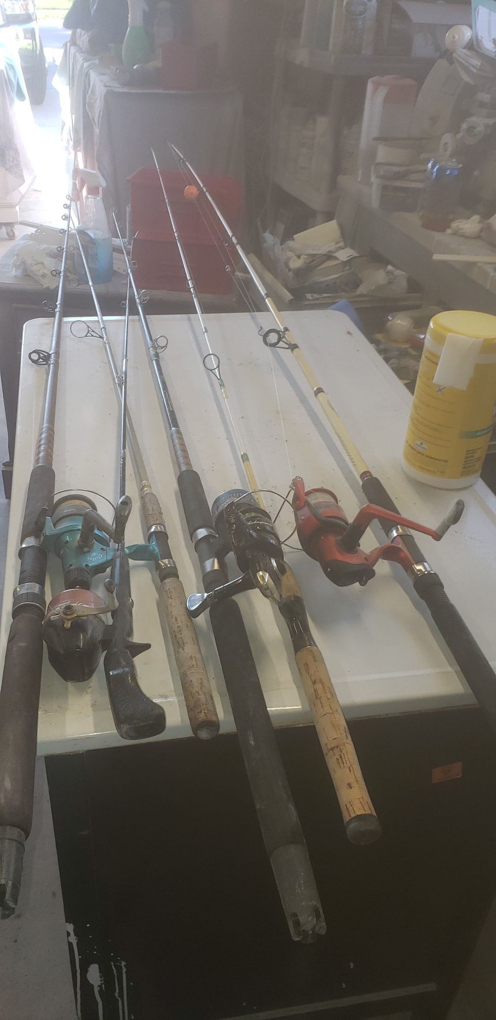 Lot of 6 Fishing Rod and Reels
