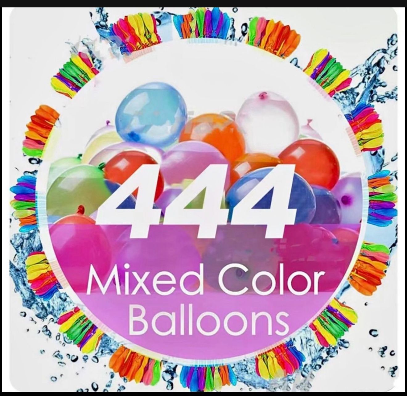 444Shots Rapid-Fill Crazy Color Water Balloons for Kids Set Party Games Plus Free Water Nozzle