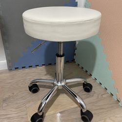 Adjustable Swivel Stool, White (faux leather)