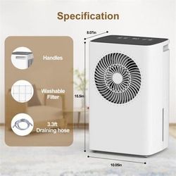 Dehumidifier,99 oz Water Tank with Drain Hose, Small Dehumidifier for Home 1000 Sq.Ft, Auto shut off, Sleep Mode