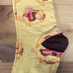 Adult Yellow Turkey Thanksgiving Socks