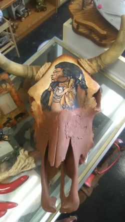 Painted cow skull