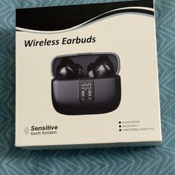 Black Wireless Earbuds With Charger And Box
