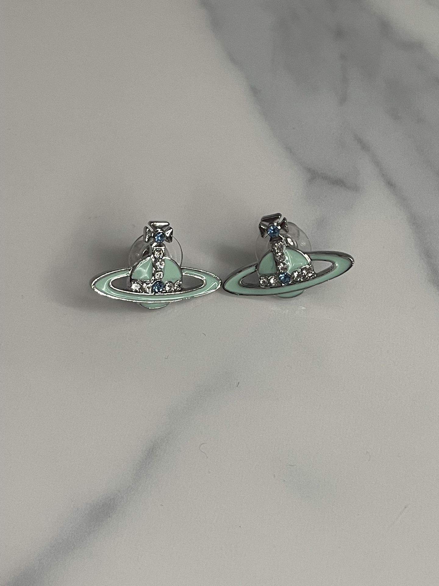 Blue Enamel bAS Relief Earrings