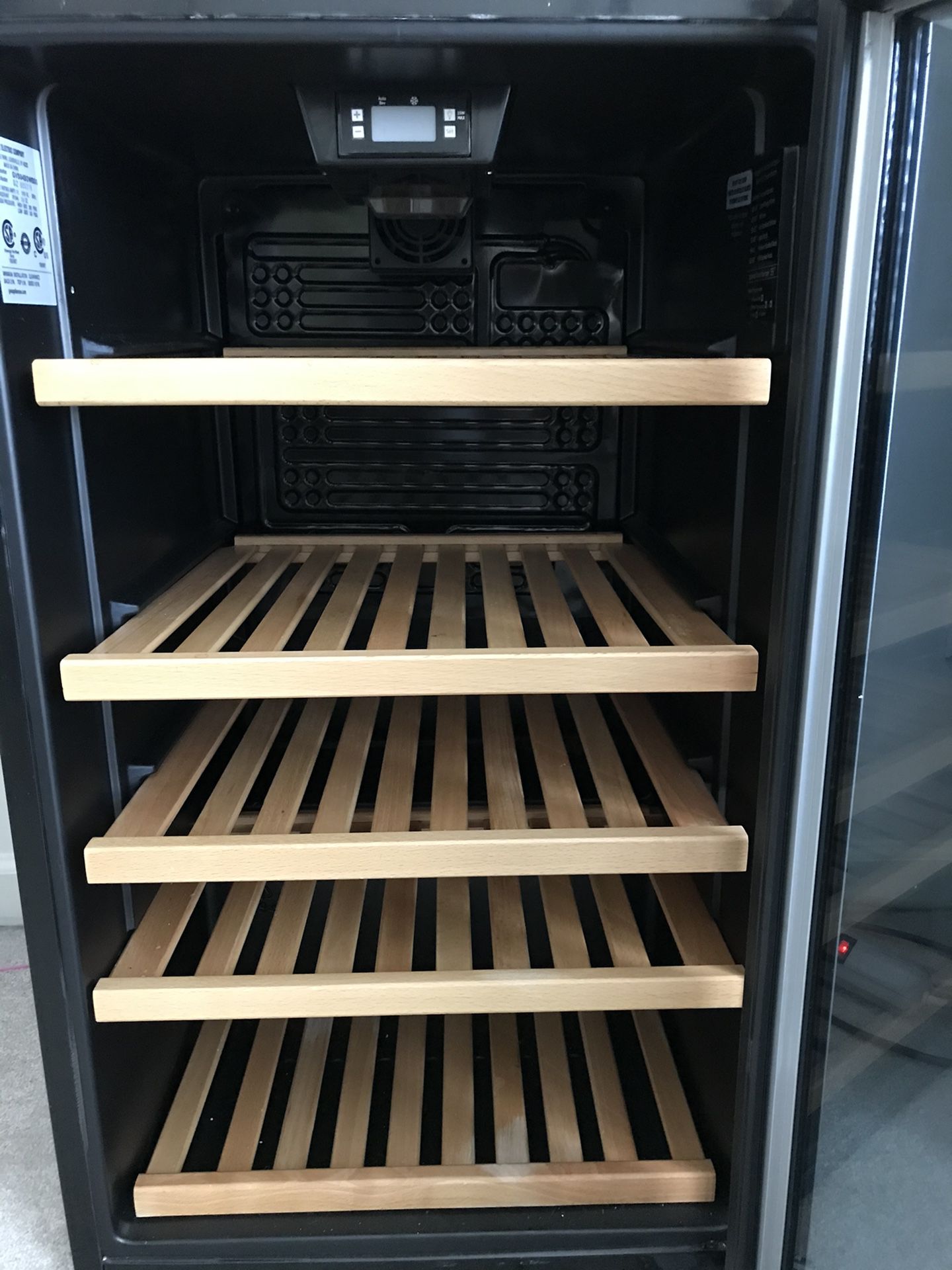 Like New...Still Has Plastic On Side...Small Refrigerator And/or 31-Bottle Wine Cooler With Digital Controls And Adjustable Wooden Shelves