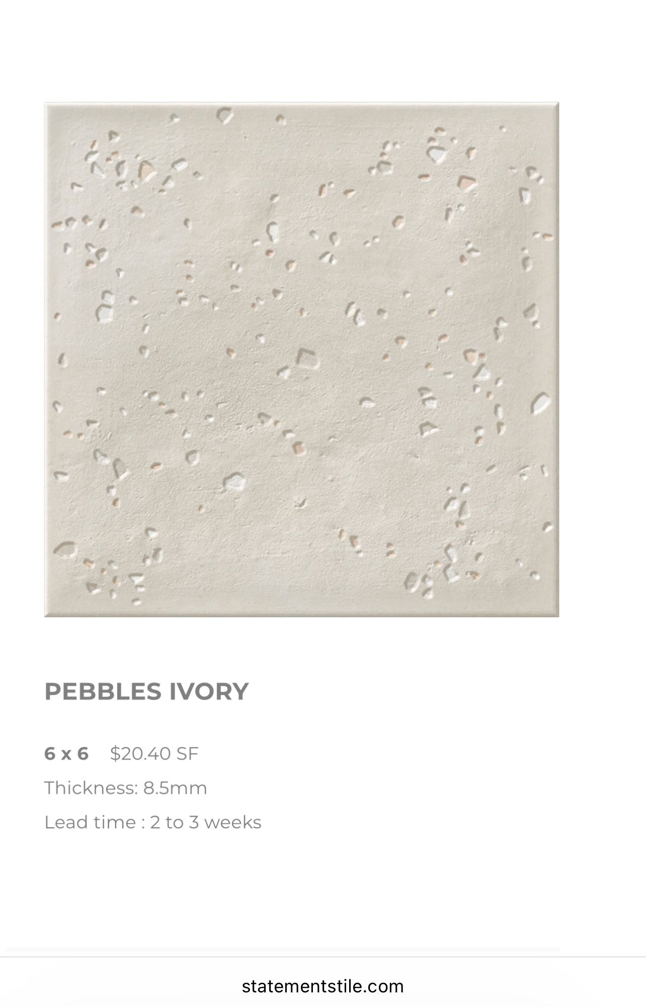 WOW Stardust Pebbles Tile, 6”x6”