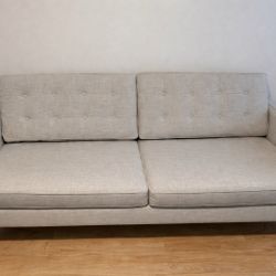 west elm Drake Sofa 76" Mid-Century Modern Polyester Beige Couch