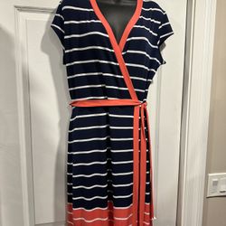 Nautical Charm Liz Claiborne Wrap Dress - Size Large