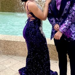 Silver and purple Prom Dress