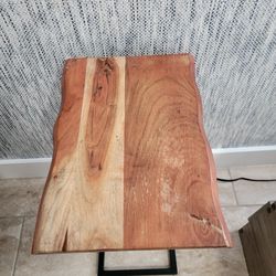 Beautiful Natural Wood Side Table with Phone Charger & Outlets 