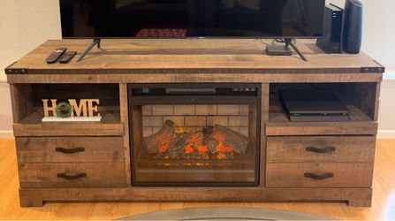 Ashley Furniture Heavy Wood TV Stand 63”