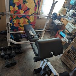 Nice Weight Bench With Lots Of Weights