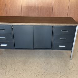 Vintage Black and Chrome Credenza