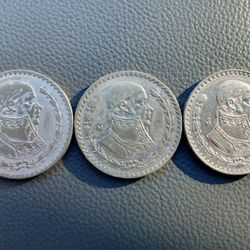 (3) Mexican Silver Pesos Various Dates