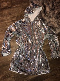 Silver Sequin Pullover Dress Size M