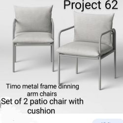 Brand New Timo Set Of 2 Arm Chairs For Patio With Cushions 