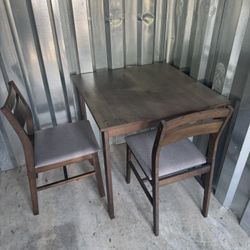 Dark Wash Wooden Dining Room Table + 2 Chairs 