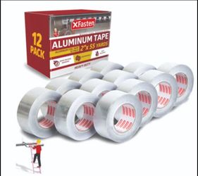 XFasten Aluminum Foil Tape for Ductwork 2 Inch x 55 Yards 12-Pack (1980 Feet) 3.6mil Aluminum Tape
