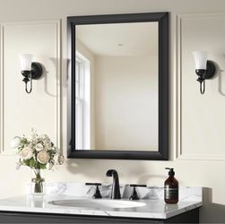 22x30 Inch Black Framed Bathroom Mirrors for Over Sink Wall Mirrors for Bathroom Sink, Bathroom Vanity Mirror, Rectangle Farmhouse Mirror, Bedroom, Li