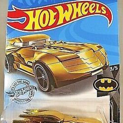 2020 Hot Wheels #9 Batman 3/5 BATMOBILE Gold Variation w/Black OH5 Spoke Wheels