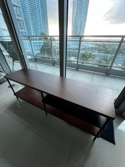 Modern Walnut & Black Metal Media Console
