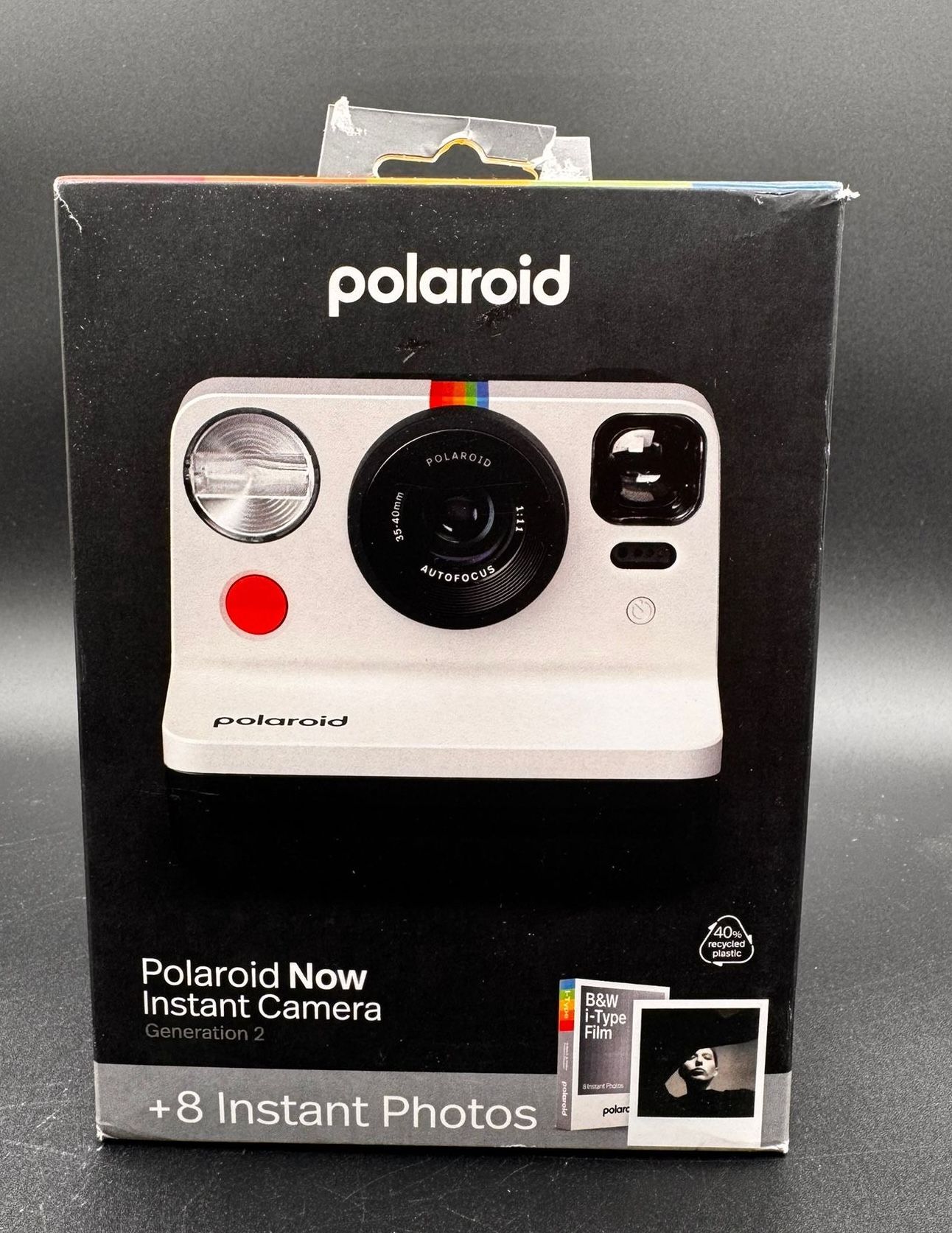 Polaroid Now Instant Film Camera Generation 2 Black & White + 8 Photos Brand New