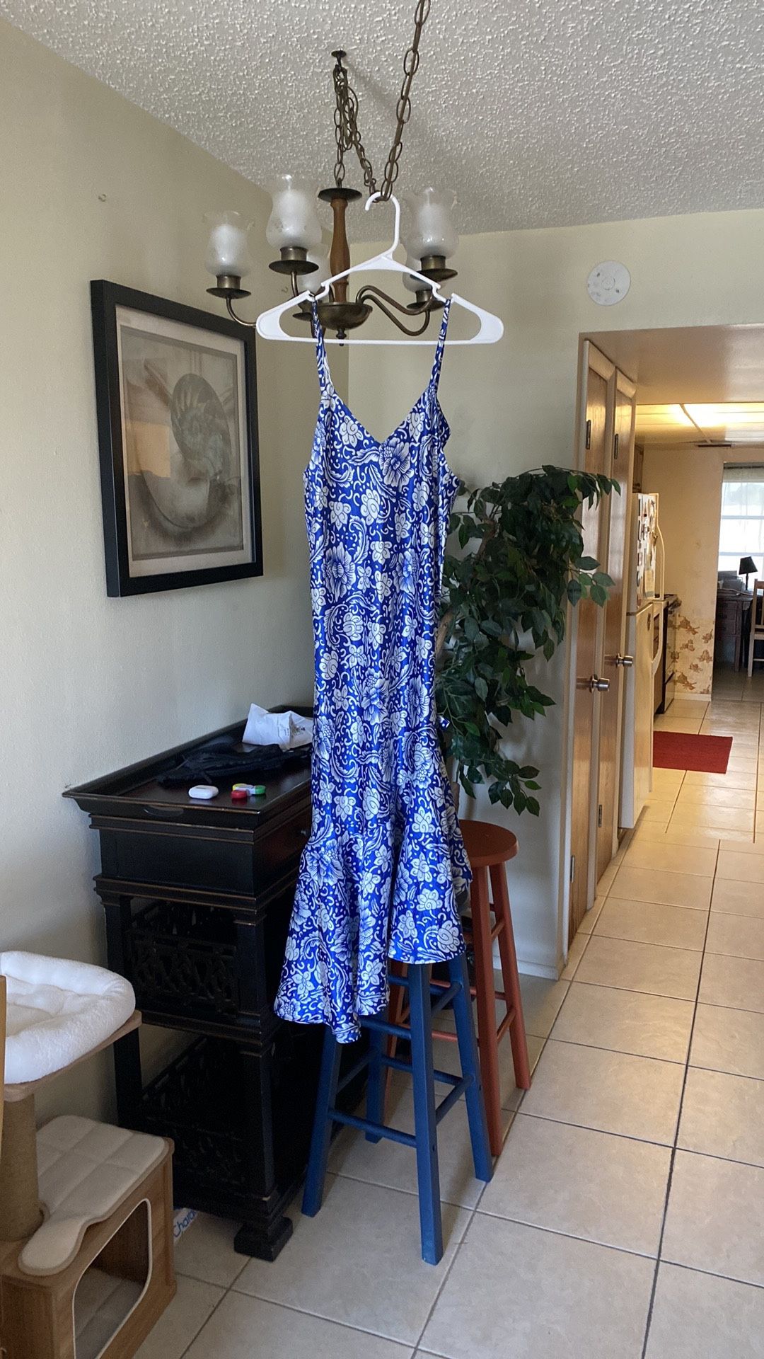 Beautiful Silky Asymmetrical Blue Nightgown 