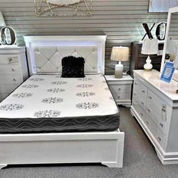 Classy Bedroom Sets , White Finish , Mirror , Dresser , Nightstands, Chest 