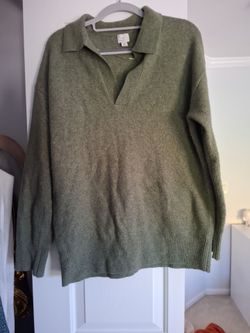 A New Day Green Polo Collar Knit Sweater