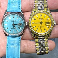 Rolex sky blue yellow canary box papers 36mm buy sale trade silver gold watches scrap coins currency