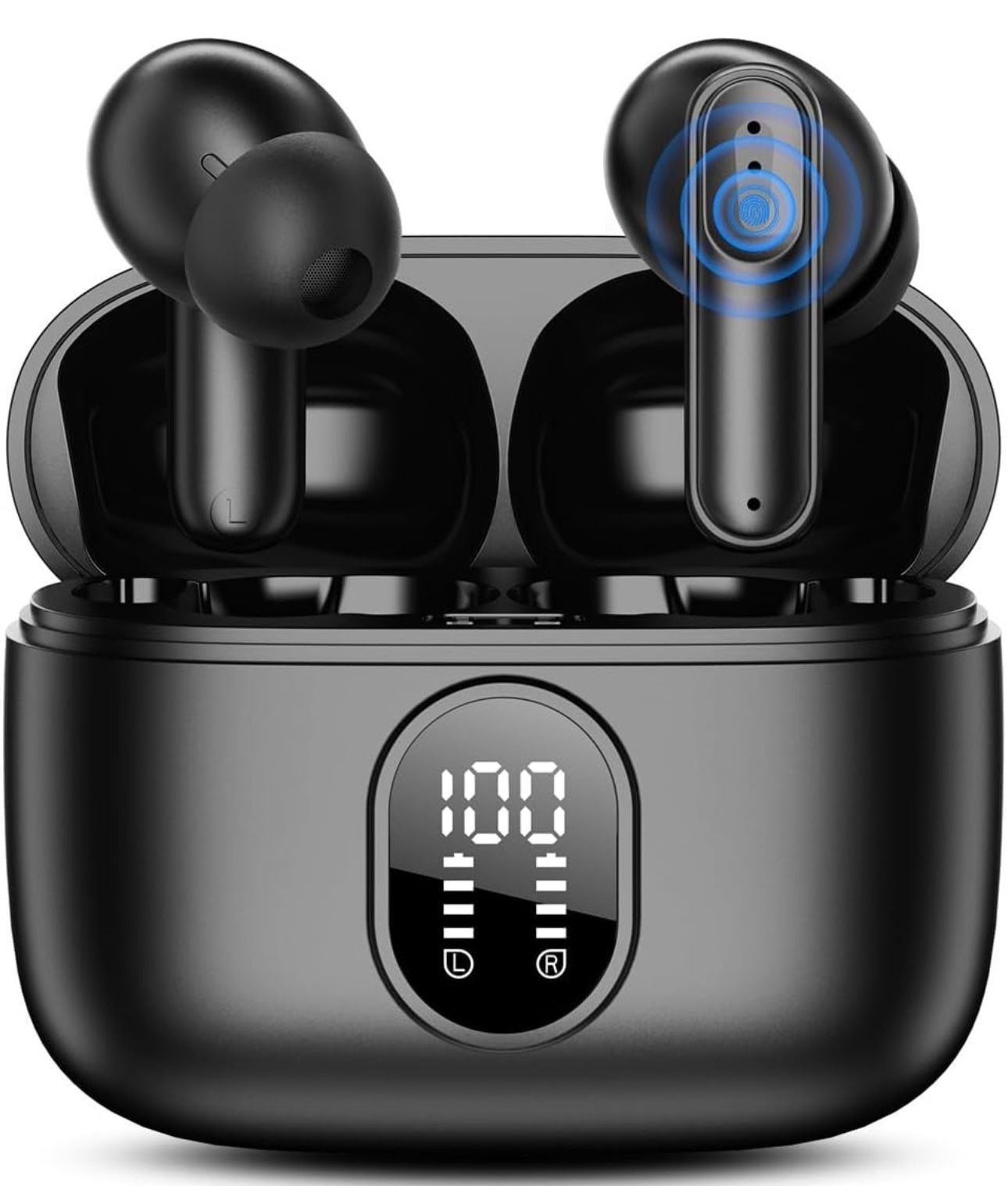 NEW Bluetooth 5.4 Earbuds 42H Playtime LED Display 4 ENC Mics IPX6 Touch Control Hi-Fi Sound Sports/Office iOS Android PC $10 (Retail $30)