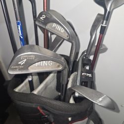 Vintage Ping Golf Clubs Irons  With Bag