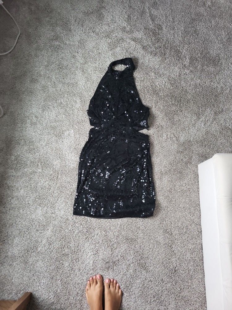 Black Sequin Dress (L)